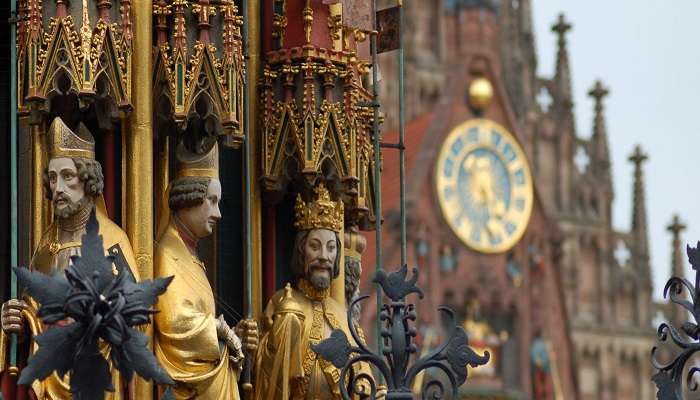 Admire Schöner Brunnen, a key highlight among the leading things to do in Nuremberg.