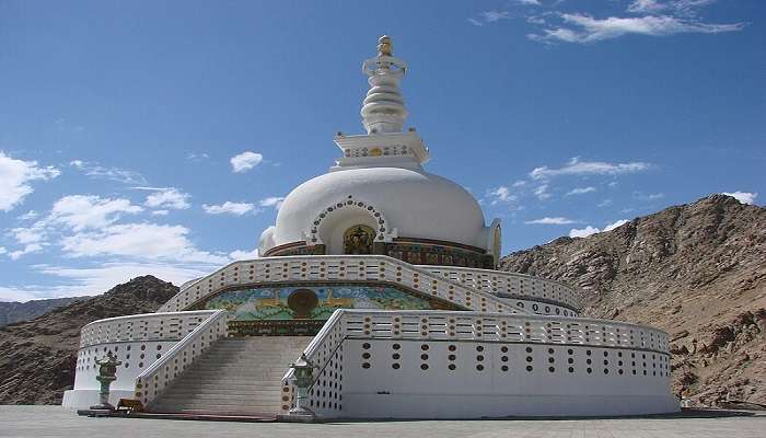 Shanti Stupa in Leh royal palace.