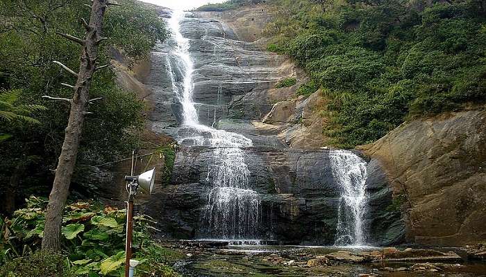 The serene view of Cascade Falls near Vattakanal Falls