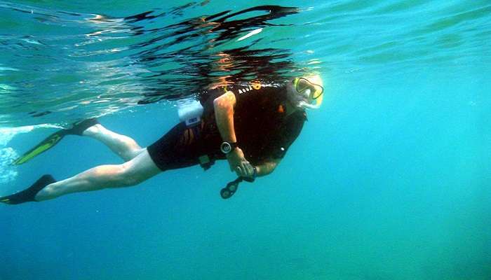 Snorkelling at a beach in Bundaberg