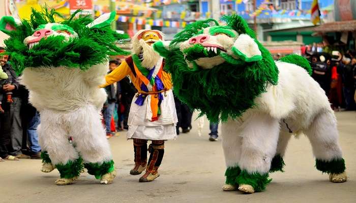 Snow Lion Dance at Tawang Festival Celebration