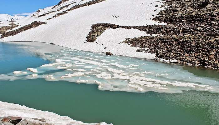 Frozen Lake View in Suraj Tal