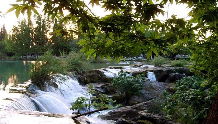 Tarsus Waterfall surrounded by lush greenery