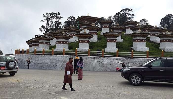 The panoramic view of 108 stupas at Dochula pass