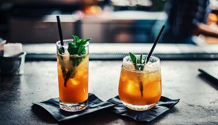 A glass of fruits cocktail drinks