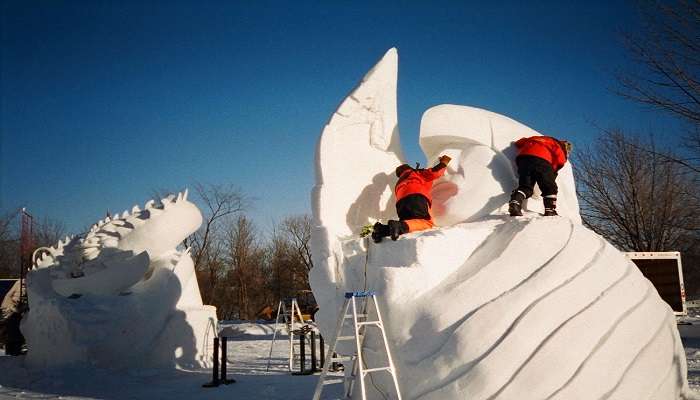 An international snow contest in the Quebec winter carnival.