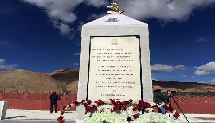 The Rezang La War Memorial was established in 1963 Chushul plains close to the Indo-Tibetan border