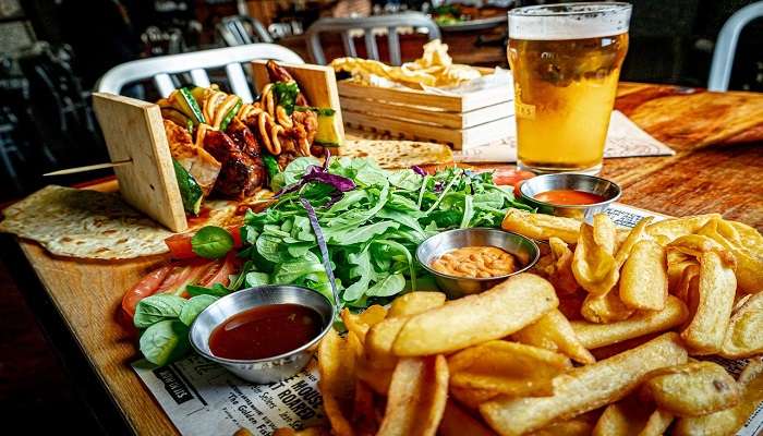 Beer, fries on table, Restaurants In Bendigo