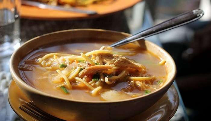 A bowl of Thukpa in Leh royal palace.