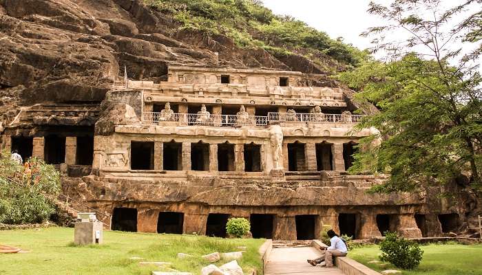 Outer View of the Undavalli Caves in Gannavaram