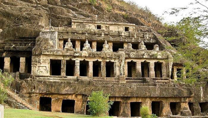 Series of Fire places at Undavalli Caves.