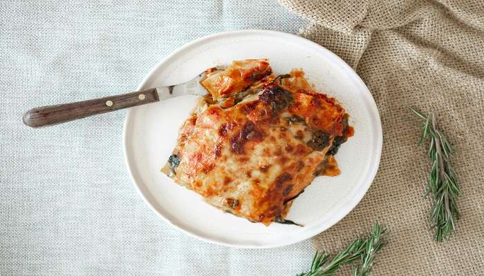 A plate of lasagna on table, Restaurants in Devonport