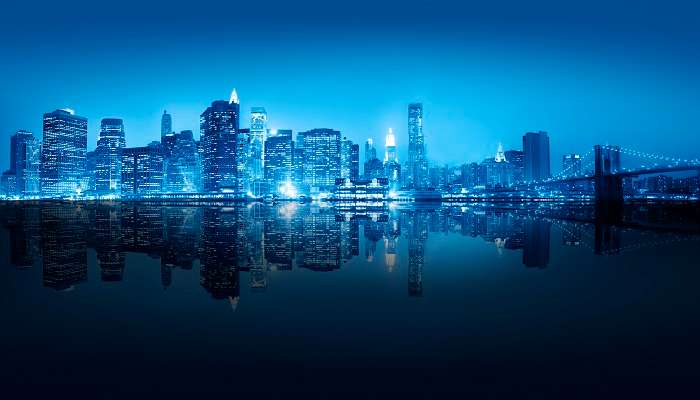 The mesmerising view of New York at night.