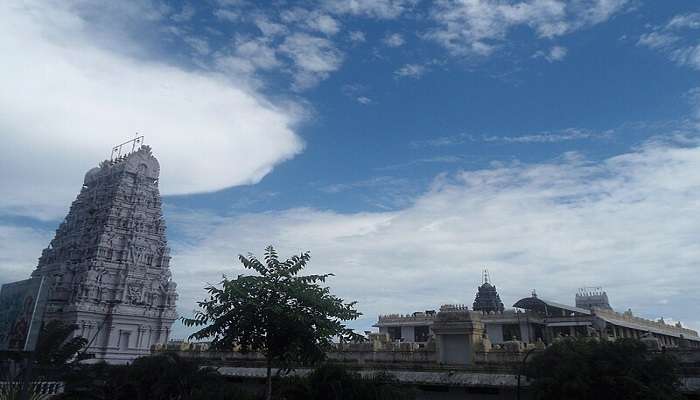 A complete view of the temple complex, a spiritual place in Kakinada