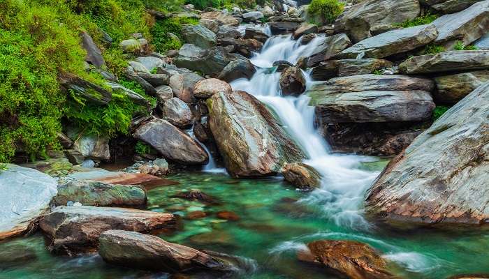 Scenic Bhagsu Waterfall near McLeodganj