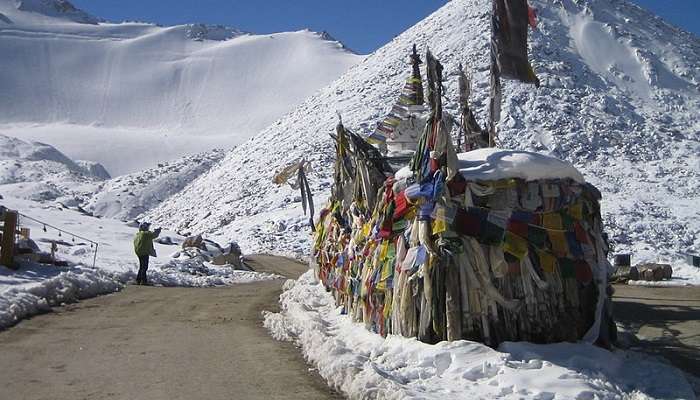 Chang La Pass - The third-highest motorable road in the world covered in snow.