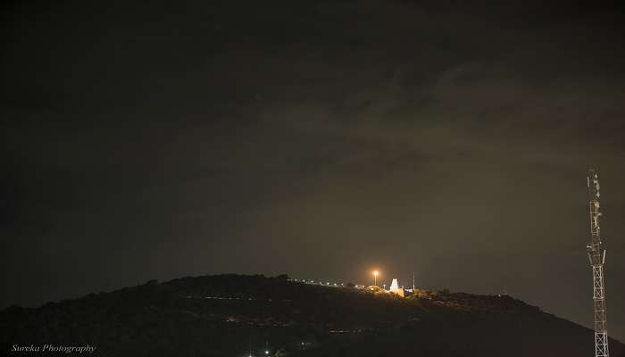 A distant view of Chennimalai Murugan Temple