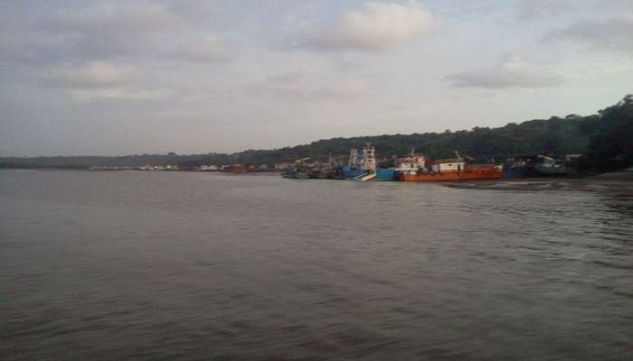 Serene view of the beautiful Cortalim bridge at Goa. 