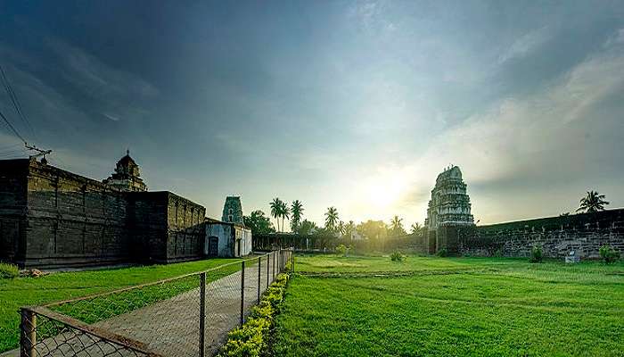 Panoramic view of the Draksharamam temple nearby Kakinada