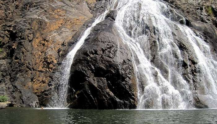 Dudhsagar Waterfalls Board near Rivona caves.