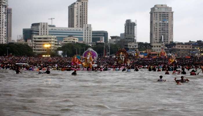 celebrating Ganesh Visarjan 