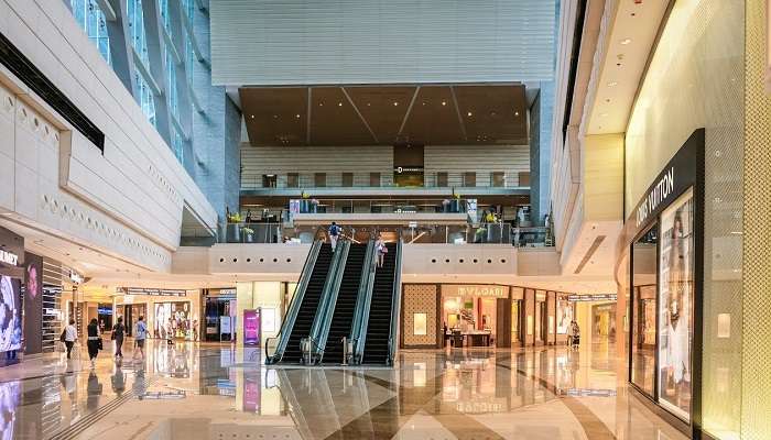 Inside a shopping mall.