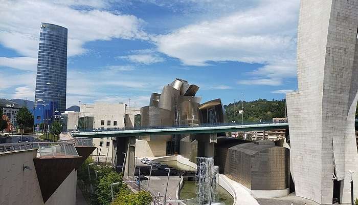 Exterior view of the Guggenheim Museum Bilbao's unique architecture.