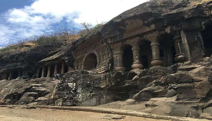 A view of the exterior of Pandavaleni caves