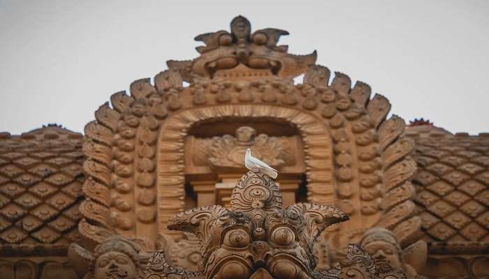 White bird on the temple.