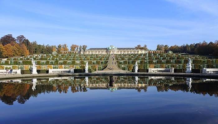 Lake flowing in the Sanssouci Park in Potsdam, Germany