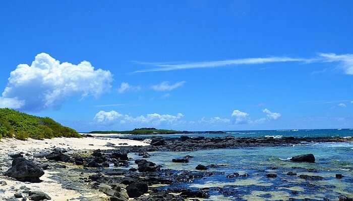 The scenic view of Ile Plate beach