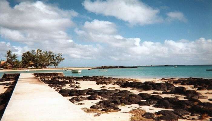 The view of the north coast of Mauritius Island. The small village of Cap Malheureux