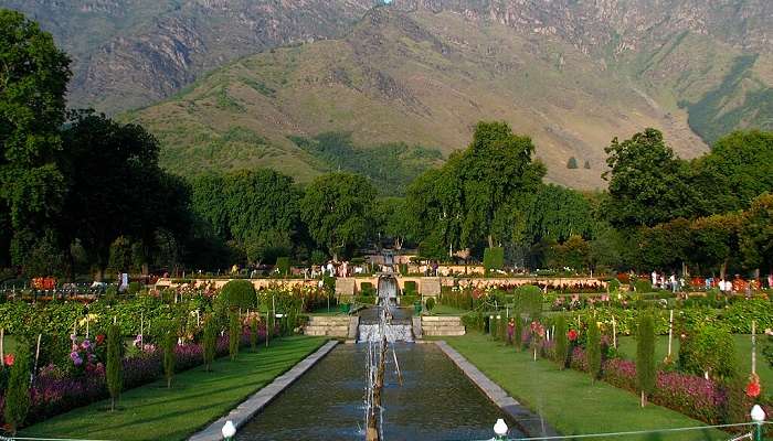 Manasbal Mughal Garden is located on the east bank of the lake