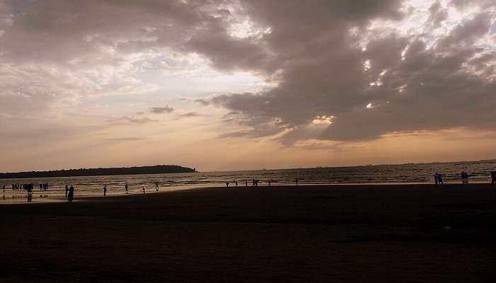 Sunset at Miramar Beach, Goa near the Vainguinim Beach.