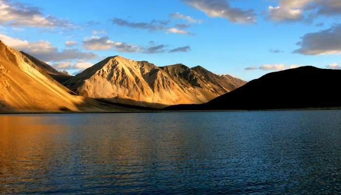 Pangong Lake - A mesmerising high-altitude lake with crystal-clear blue waters.