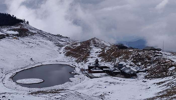 Scenic view of Parashar Lake with surrounding mountains