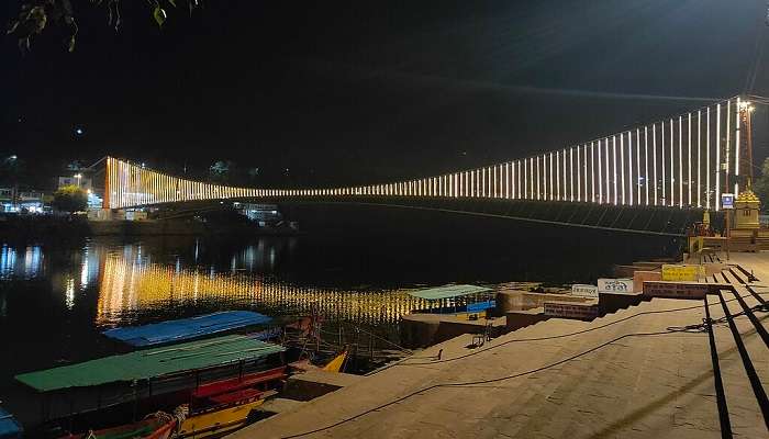 Ram Jhula at night near the Beatles Ashram in Rishikesh.