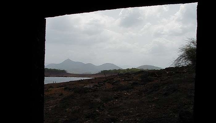 Ariel view of Salaulim Dam and its spillway near the Rivona caves.