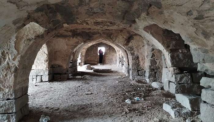 The inside rooms at Bhongir fort