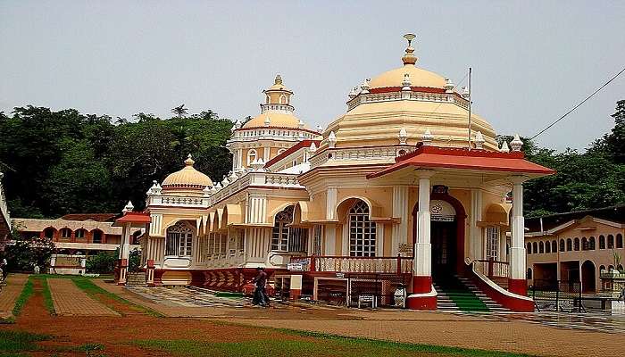 Exquisitely carved-out exterior of Shri Mangesh in Goa.