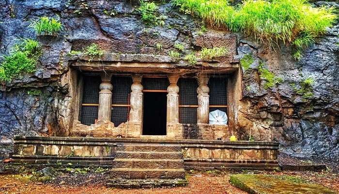 The Buddha statue in Pandavaleni caves