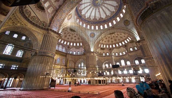 Beautiful Sultan Ahmed Mosque at night near the Miniaturk 