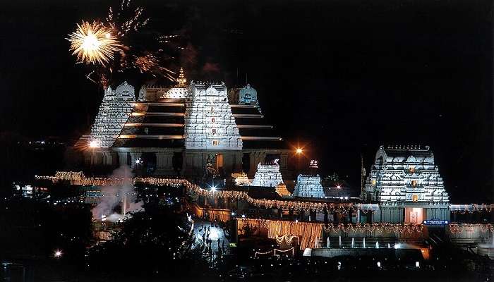 Iskcon Temple Bangalore near Rajajinagar decorated during festive celebrations