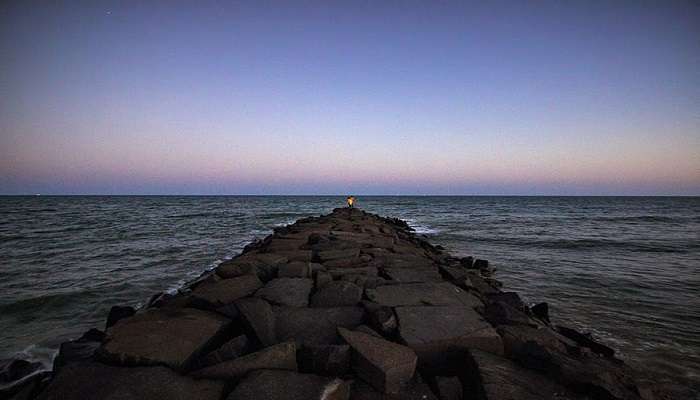 Serenity beach located in the Tamil Nadu