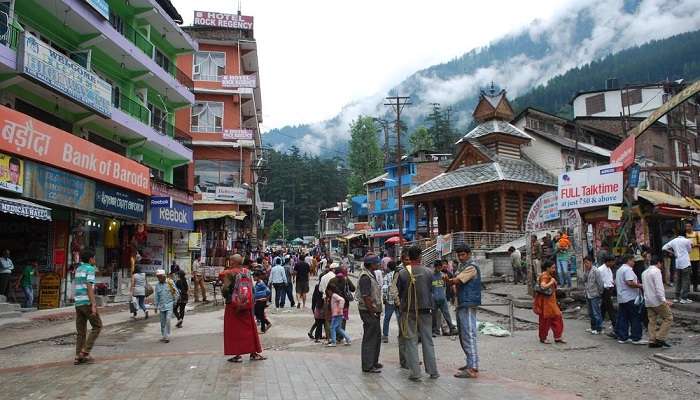 Colourful Mall Road—Shimla's main street.