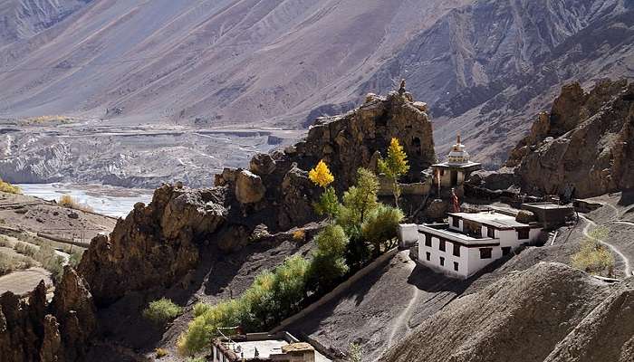 The view of Dhankar Gompa