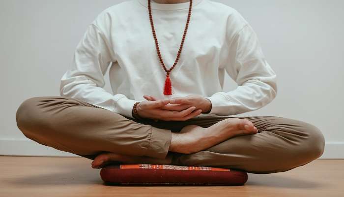 Devotee meditating at ISKCON Kakinada