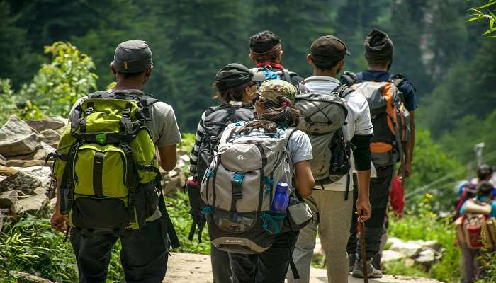 Hikers, hiking at the trail