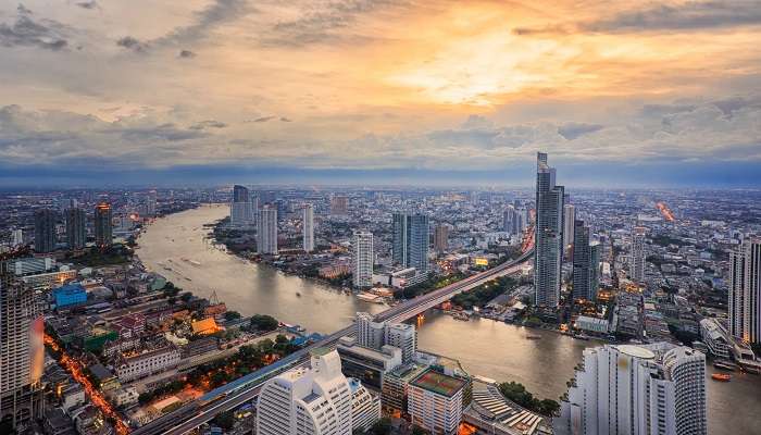 The aerial vista of Bangkok in Thailand