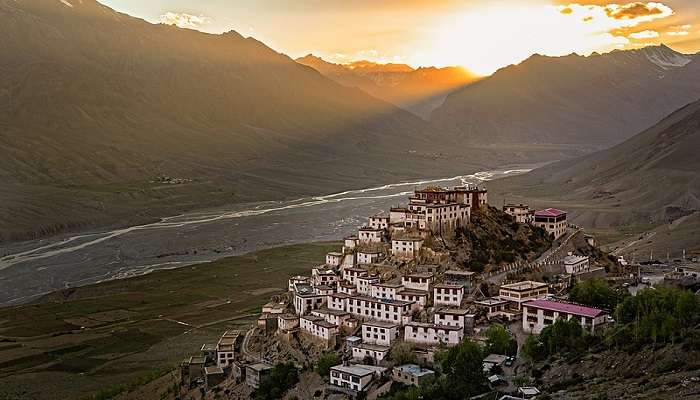 Key Monastery perched on a hilltop of the Spiti Valley